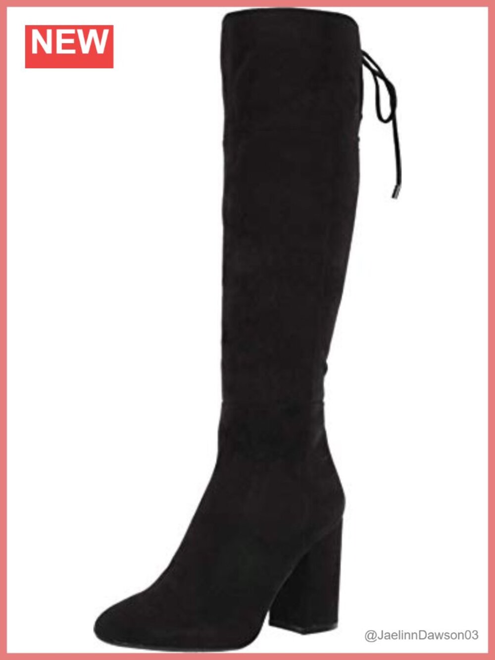 Kenneth Cole Faux Leather Lace-Up Knee-High Boots Round Toe Block Heel